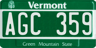 VT license plate AGC359