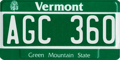 VT license plate AGC360