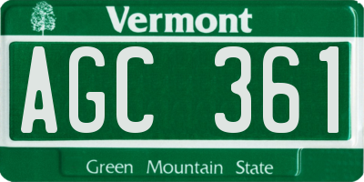 VT license plate AGC361