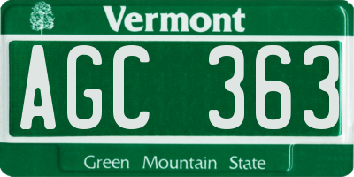 VT license plate AGC363