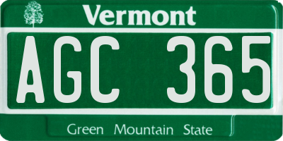 VT license plate AGC365