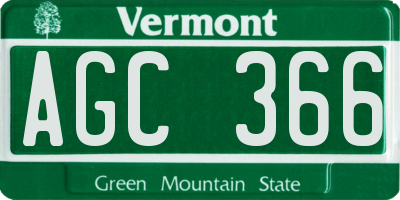 VT license plate AGC366