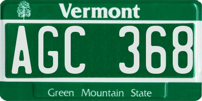 VT license plate AGC368