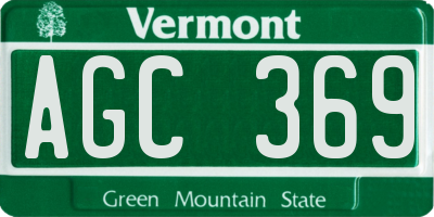 VT license plate AGC369