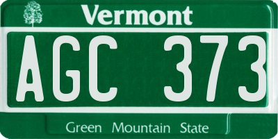 VT license plate AGC373
