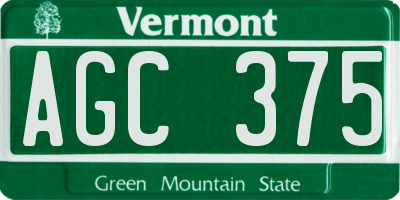 VT license plate AGC375
