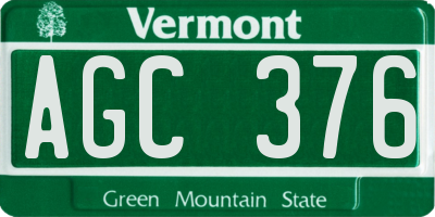 VT license plate AGC376