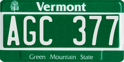 VT license plate AGC377