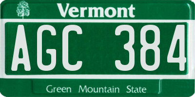 VT license plate AGC384
