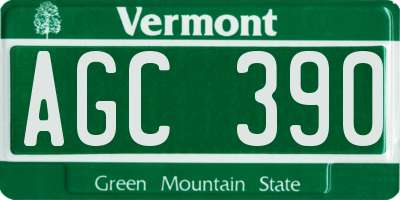 VT license plate AGC390