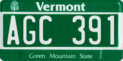 VT license plate AGC391