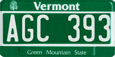 VT license plate AGC393