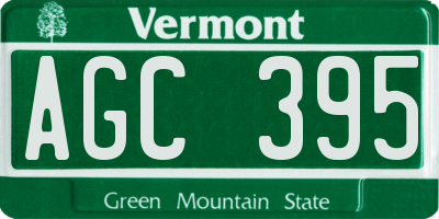 VT license plate AGC395