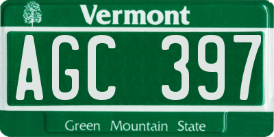 VT license plate AGC397