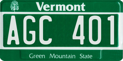 VT license plate AGC401