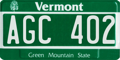 VT license plate AGC402
