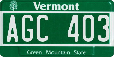 VT license plate AGC403