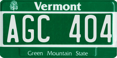 VT license plate AGC404