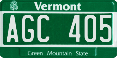 VT license plate AGC405