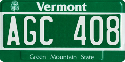 VT license plate AGC408