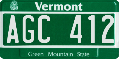 VT license plate AGC412