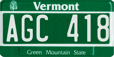 VT license plate AGC418