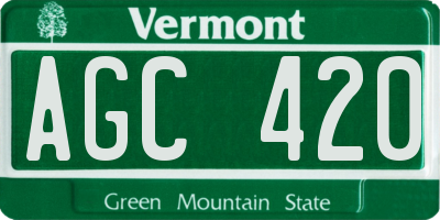 VT license plate AGC420
