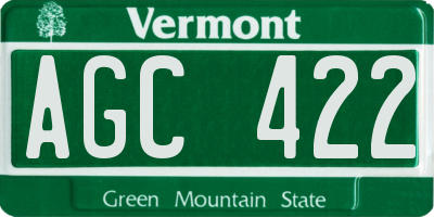 VT license plate AGC422
