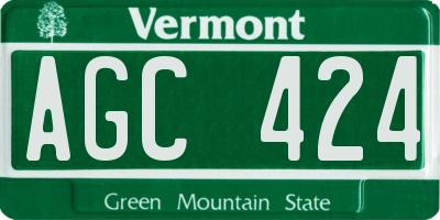 VT license plate AGC424