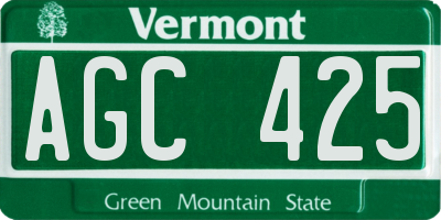 VT license plate AGC425