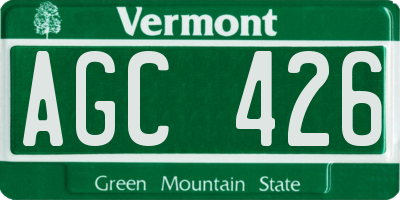 VT license plate AGC426