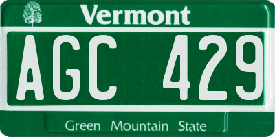 VT license plate AGC429