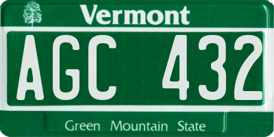 VT license plate AGC432