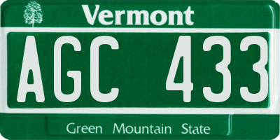 VT license plate AGC433
