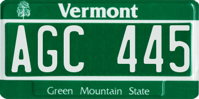 VT license plate AGC445