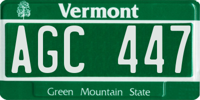 VT license plate AGC447