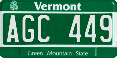 VT license plate AGC449
