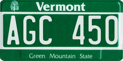 VT license plate AGC450