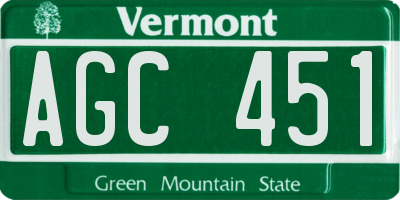 VT license plate AGC451