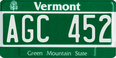VT license plate AGC452