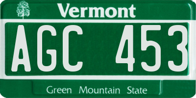 VT license plate AGC453