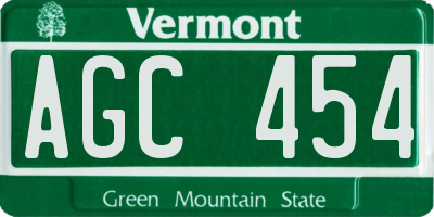VT license plate AGC454