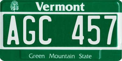 VT license plate AGC457