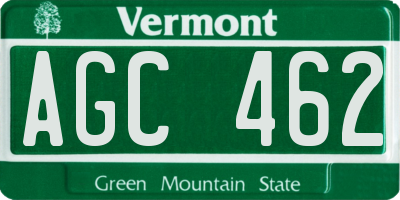 VT license plate AGC462