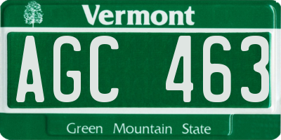 VT license plate AGC463