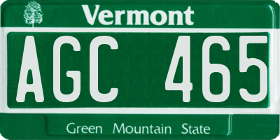 VT license plate AGC465