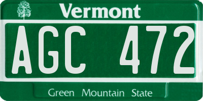 VT license plate AGC472