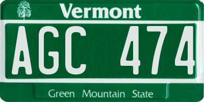 VT license plate AGC474