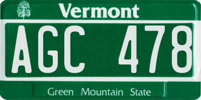 VT license plate AGC478