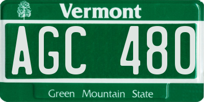 VT license plate AGC480